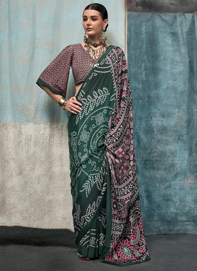 Pure Silk Crepe Multi Color Traditional Wear Printed Saree